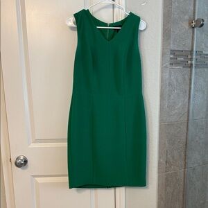 The Limited Emerald Green V-Neck Midi Sheath Dress